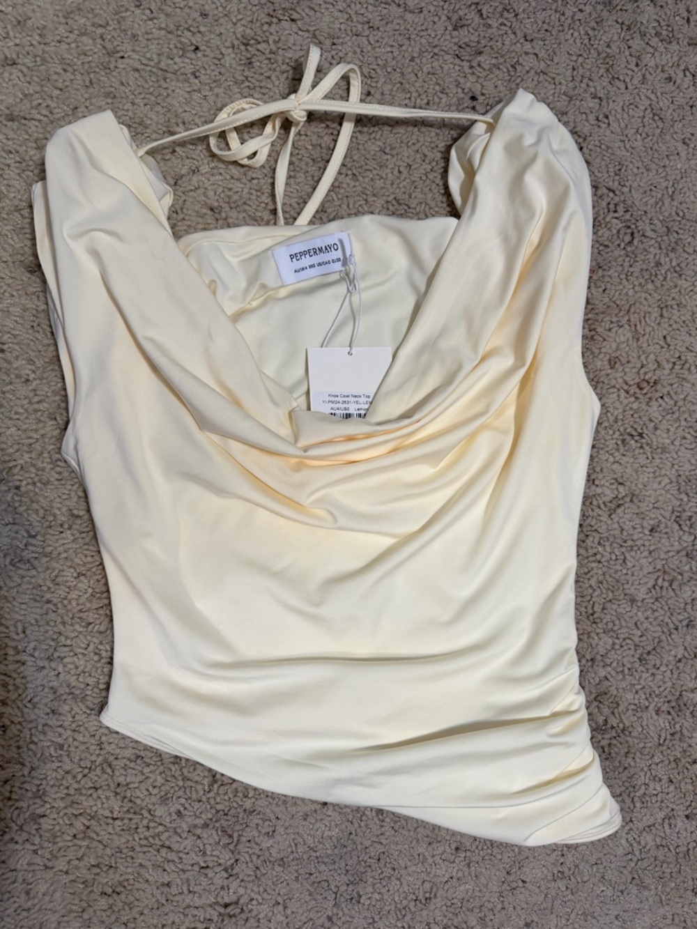 Peppermayo Knox Cowl Neck Top in Yellow Size 0